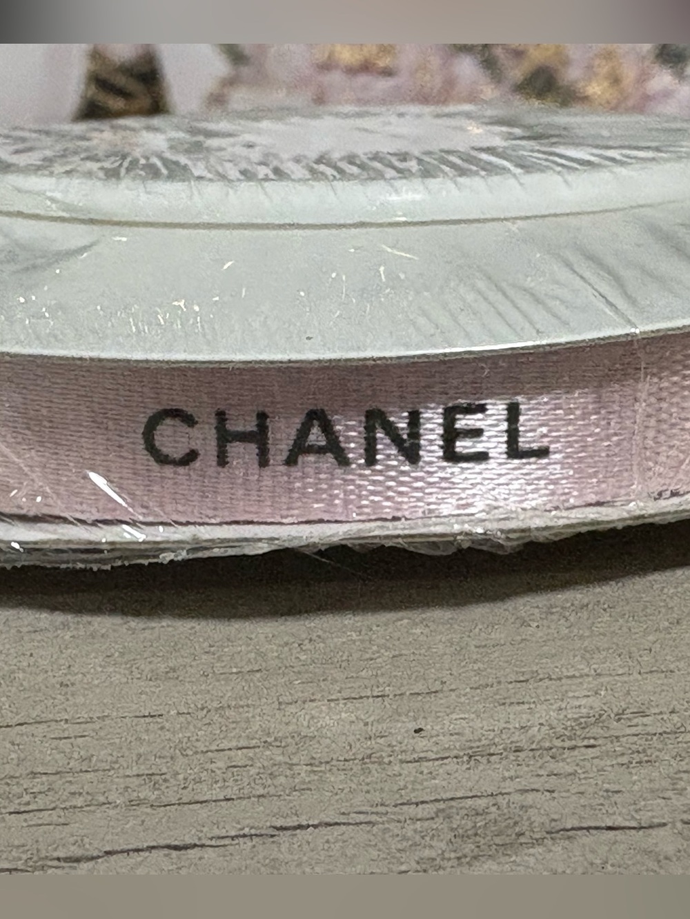 Pastel Pink Ribbon Roll with Black Typography for Crafts
